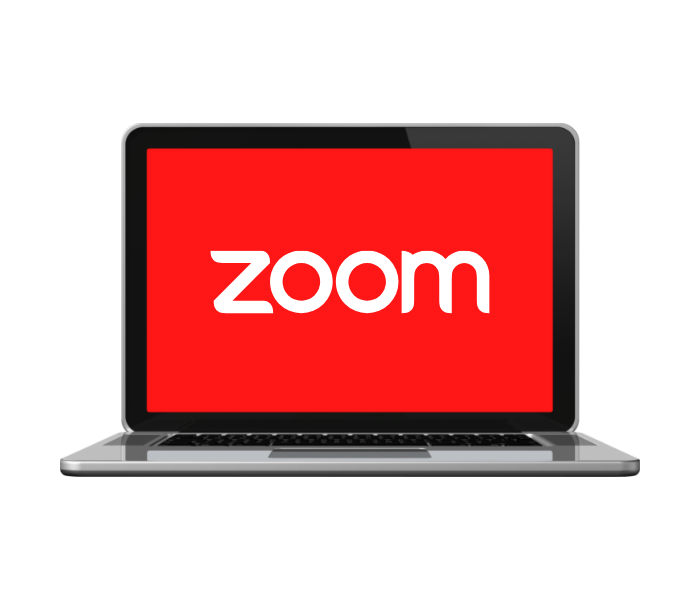 Ordinateur avec le logo du logiciel Zoom